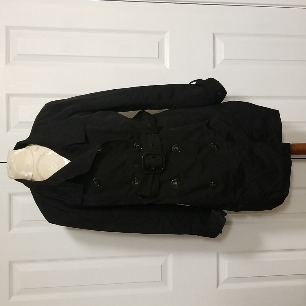 New York & Company Black Belted Trench Coat